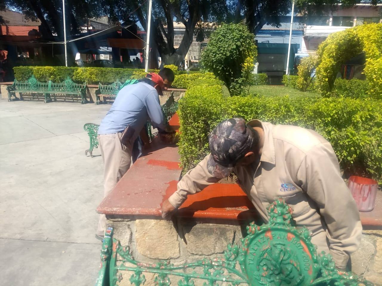 SE REALIZARON TRABAJOS DE JARDINERÍA EN EL ZÓCALO MUNICIPAL.